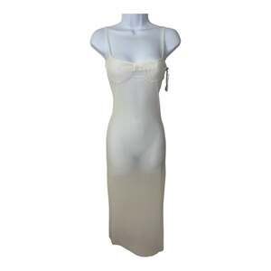 WeWoreWhat Scoop Back Maxi Power Mesh Dress in Off White szXS